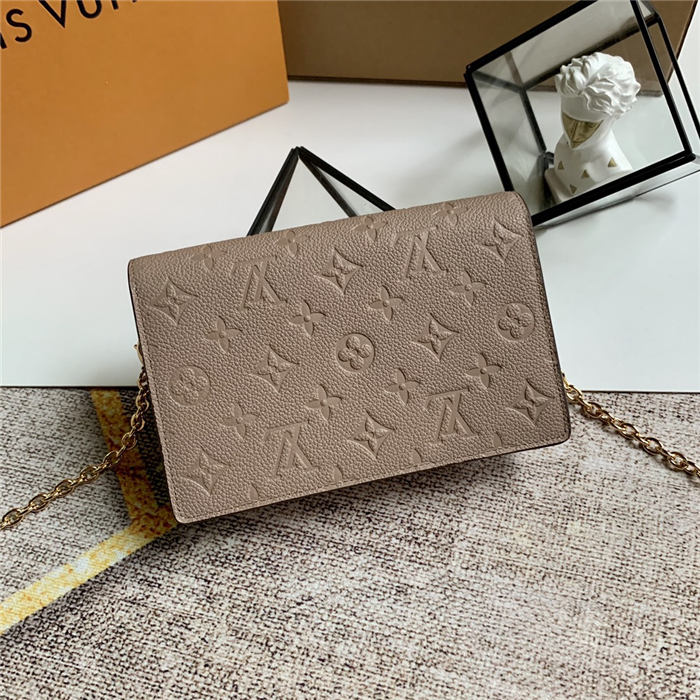 Louis Vuitton VAVIN CHAIN WALLET Monogram Empreinte Tourterelle Gray M69423 High