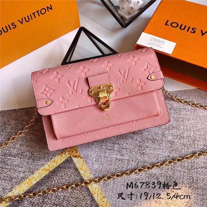 Louis Vuitton VAVIN CHAIN WALLET Monogram Empreinte Pink High