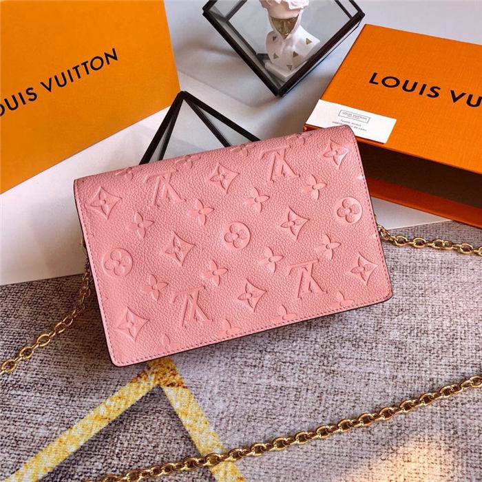 Louis Vuitton VAVIN CHAIN WALLET Monogram Empreinte Pink High