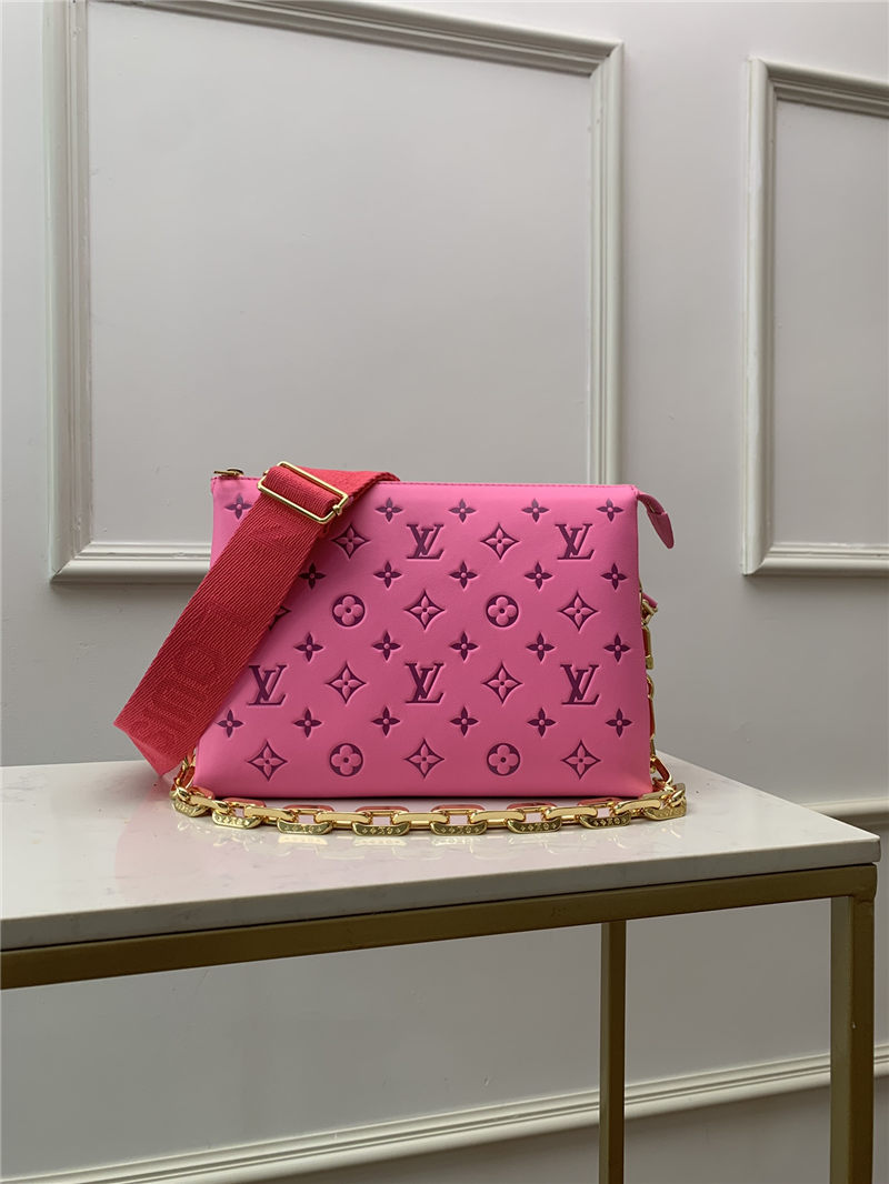 Louis Vuitton COUSSIN PM Monogram-embossed puffy lambskin Pink/Purple M58626 High