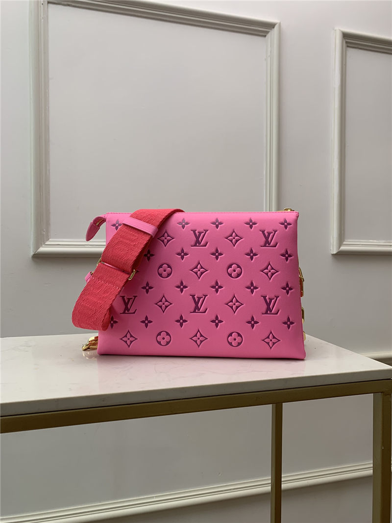 Louis Vuitton COUSSIN PM Monogram-embossed puffy lambskin Pink/Purple M58626 High