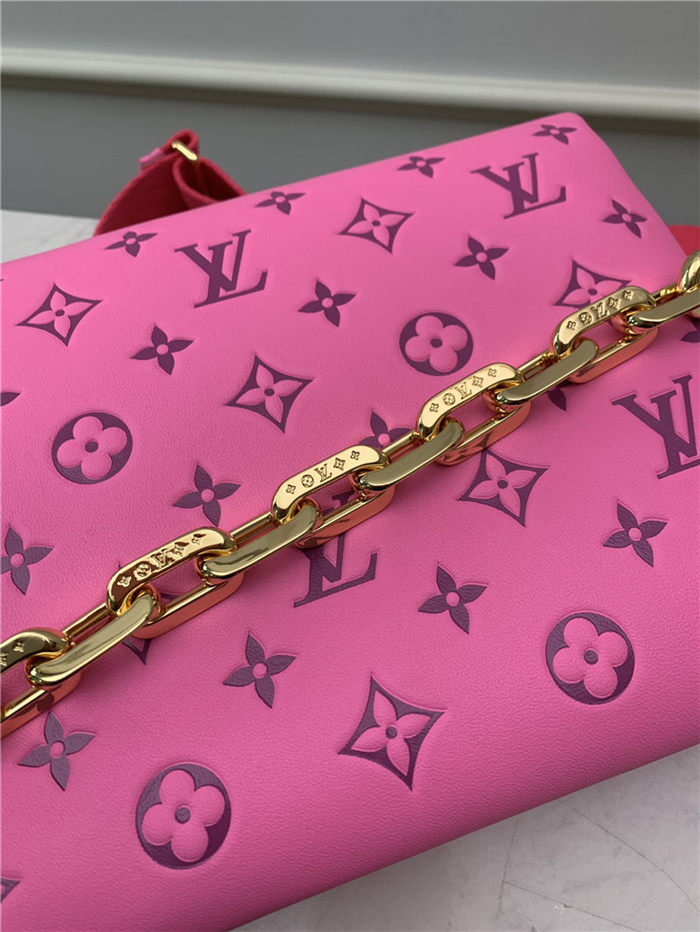 Louis Vuitton COUSSIN PM Monogram-embossed puffy lambskin Pink/Purple M58626 High