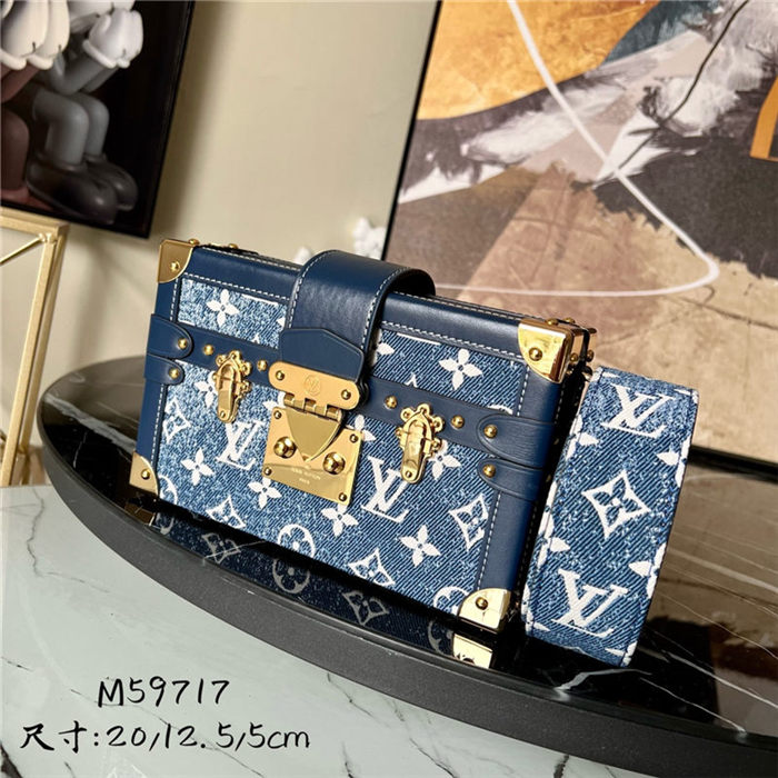 Louis Vuitton PETITE MALLE Monogram Denim Blue M59717 High