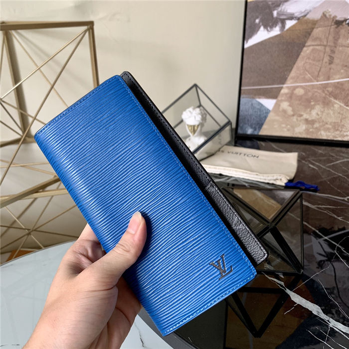 Louis Vuitton BRAZZA WALLET Epi Leather Blue M80788 High