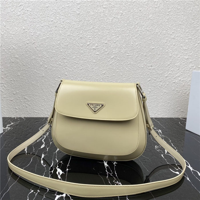 Prada Cleo brushed leather shoulder bag 1BD303 Yellow High