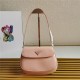 Prada Cleo brushed leather shoulder bag 1BD311 with flap Pink High