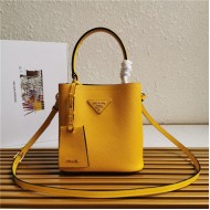 Small Saffiano Leather Prada Panier Bag Yellow High