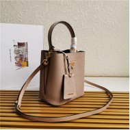 Small Saffiano Leather Prada Panier Bag Taupe High