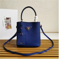 Small Saffiano Leather Prada Panier Bag Royal Blue High