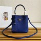 Small Saffiano Leather Prada Panier Bag Royal Blue High