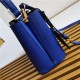 Small Saffiano Leather Prada Panier Bag Royal Blue High