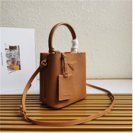 Small Saffiano Leather Prada Panier Bag Tan High