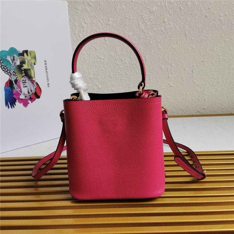 Small Saffiano Leather Prada Panier Bag Fuchsia High