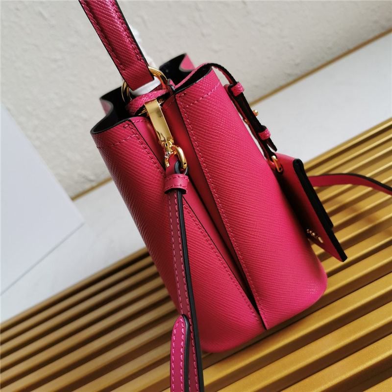 Small Saffiano Leather Prada Panier Bag Fuchsia High