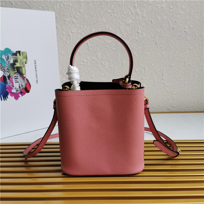 Small Saffiano Leather Prada Panier Bag Pink-II High