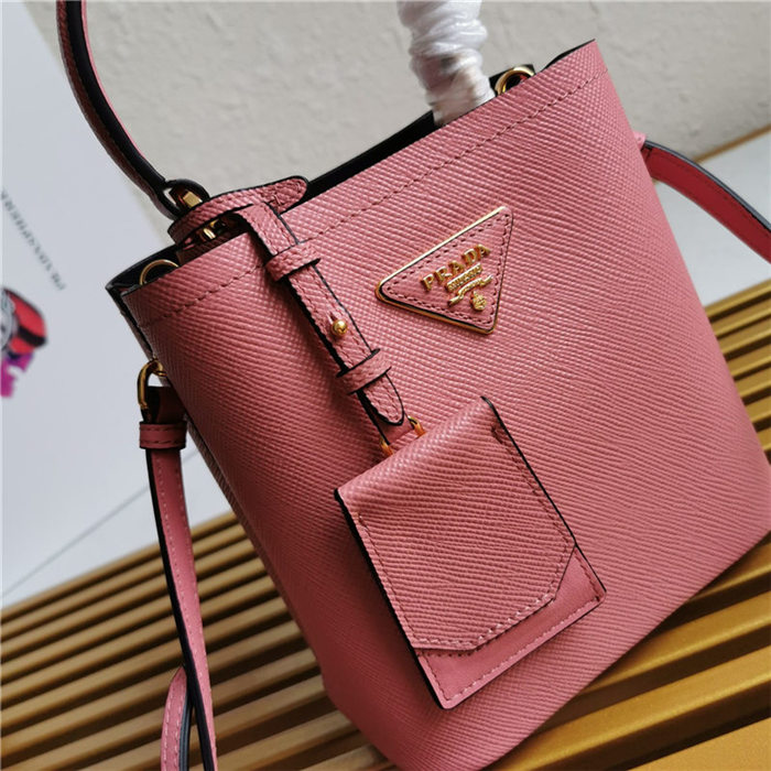 Small Saffiano Leather Prada Panier Bag Pink-II High