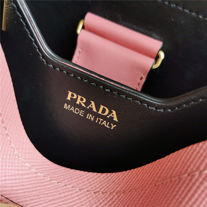 Small Saffiano Leather Prada Panier Bag Pink-II High