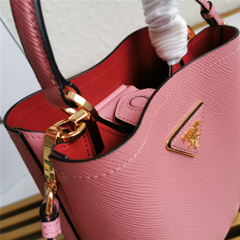 Small Saffiano Leather Prada Panier Bag Pink-I High