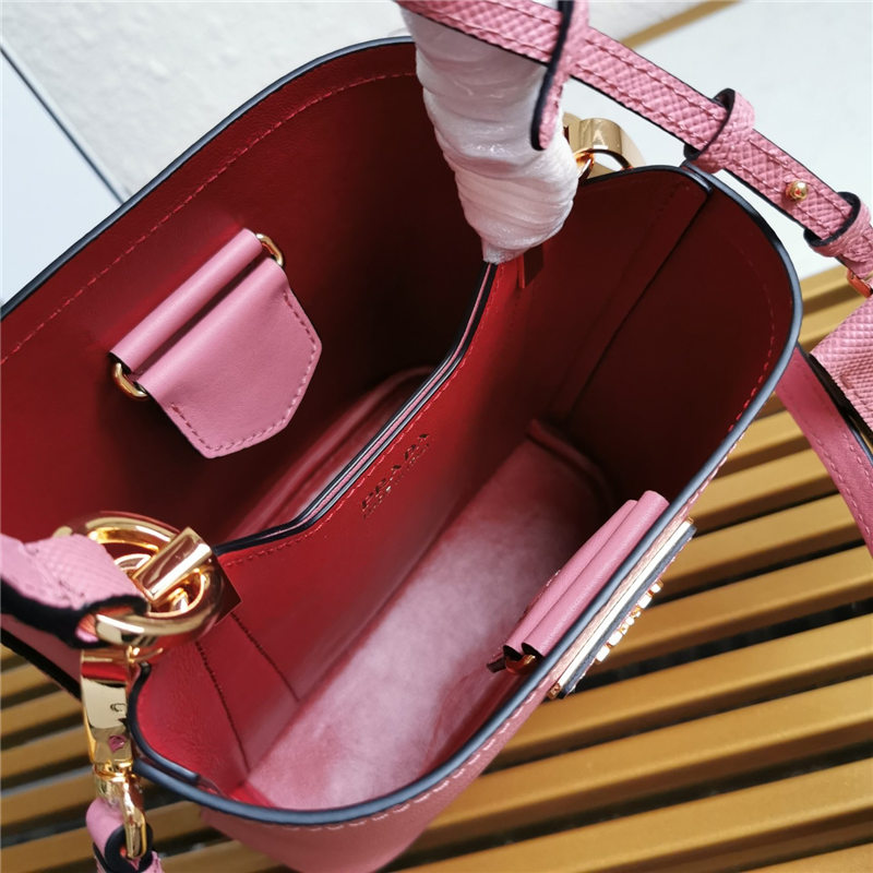 Small Saffiano Leather Prada Panier Bag Pink-I High