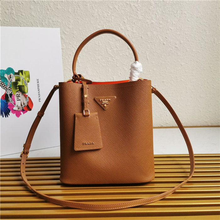 Medium Saffiano Leather Prada Panier Bag Tan High