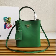 Medium Saffiano Leather Prada Panier Bag Green High