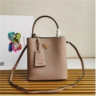 Medium Saffiano Leather Prada Panier Bag Taupe High