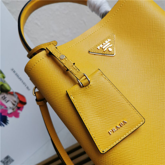 Medium Saffiano Leather Prada Panier Bag Yellow High