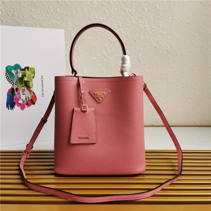 Medium Saffiano Leather Prada Panier Bag Pink-I High