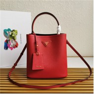 Medium Saffiano Leather Prada Panier Bag Red High