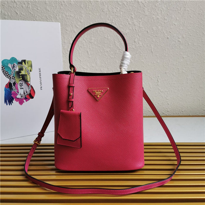 Medium Saffiano Leather Prada Panier Bag Fuchsia High