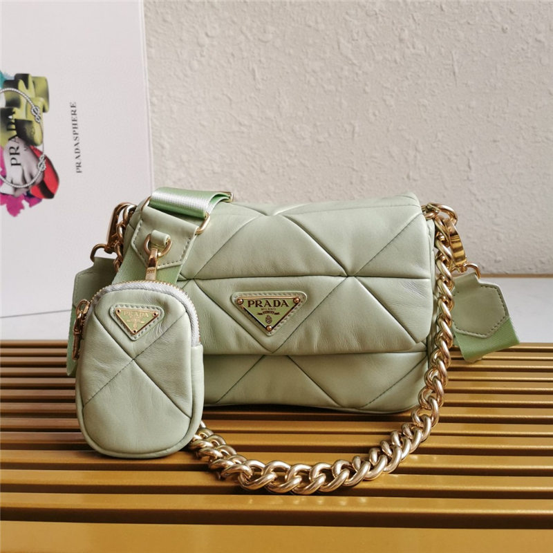 Prada System nappa leather patchwork bag Green High