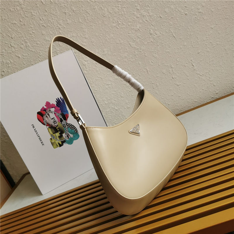 Prada Cleo brushed leather shoulder bag 1BC499 Beige High