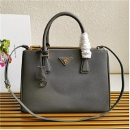 Prada Large Galleria Bag In Saffiano Leather Grey High