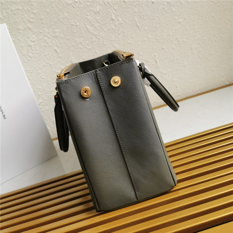 Prada Large Galleria Bag In Saffiano Leather Grey High