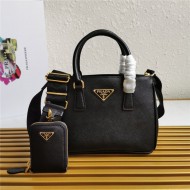 Prada Galleria Saffiano leather mini bag Black Gold-Metal High