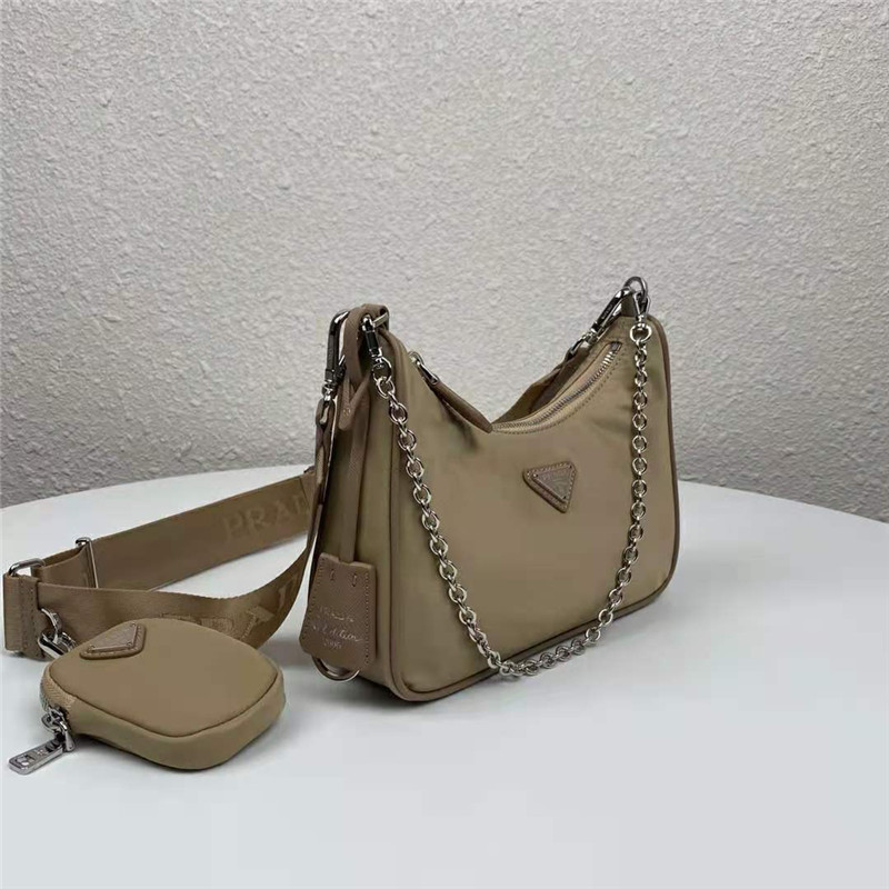 Prada Re-Edition 2005 nylon shoulder bag Taupe High