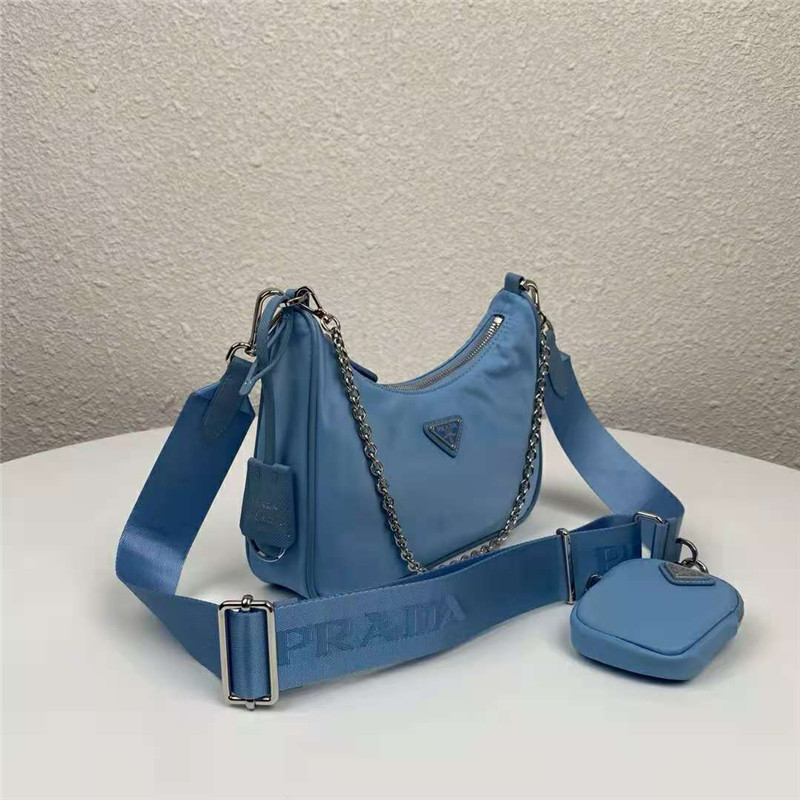 Prada Re-Edition 2005 nylon shoulder bag Sky Blue High