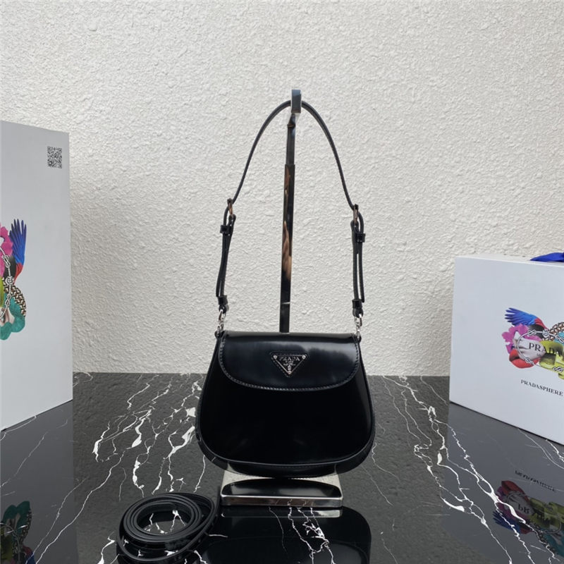 Prada Cleo brushed leather mini bag 1BH188 Black High