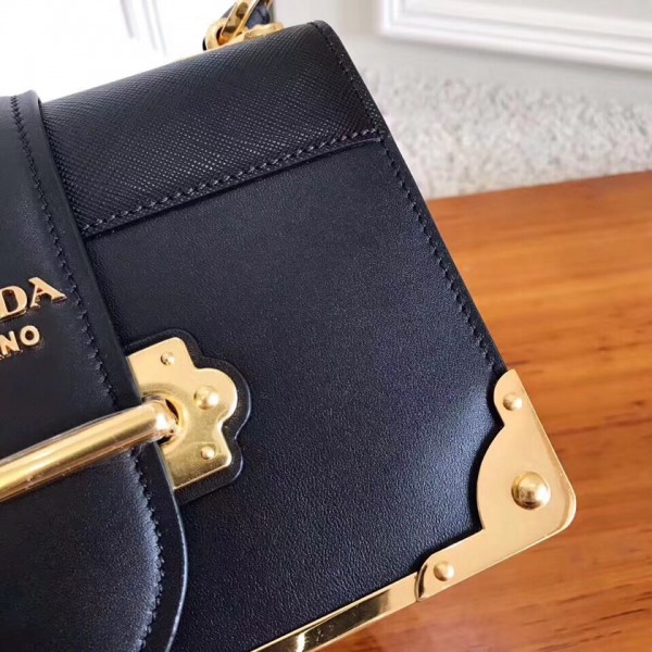 Prada Cahier Shoulder Bag In Black Leather High