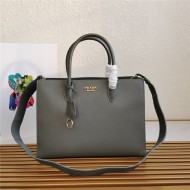 Prada Large Saffiano Leather Handbag Tote Grey-II High