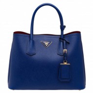 Prada Blue Saffiano Double Medium Bag High