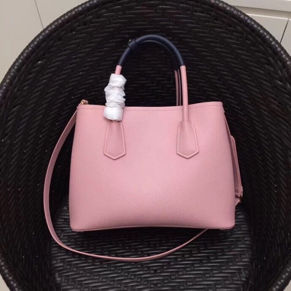 Prada Bicolor Double Medium Pink Saffiano Bag High