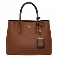 Prada Bicolor Double Medium Palisander Saffiano Bag High