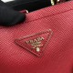 Prada Red Saffiano North South Double Medium Bag High