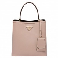 Prada Nude Saffiano North South Double Medium Bag High