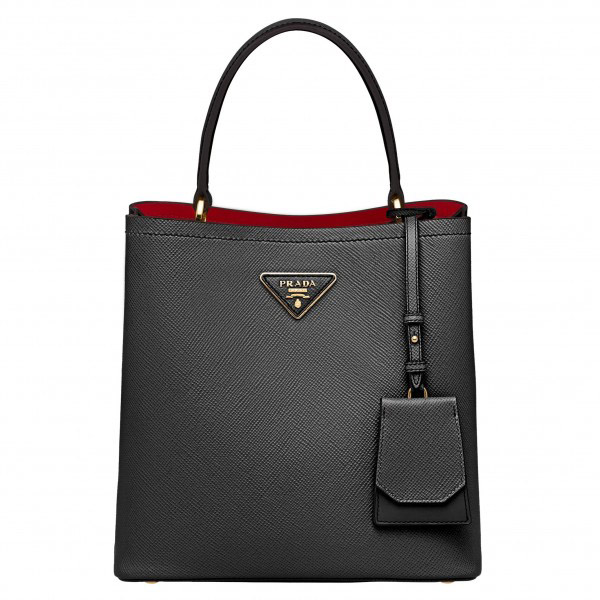 Prada Black Saffiano North South Double Medium Bag High