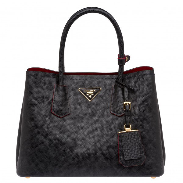 Prada Black Saffiano Double Small Bag High