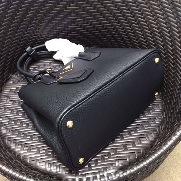 Prada Black Saffiano Double Small Bag High