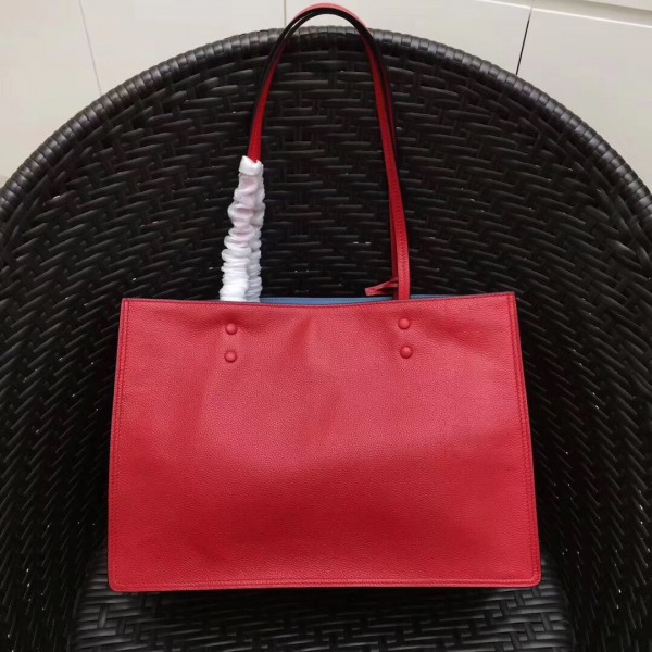 Prada Etiquette Tote Bag In Red Calf Leather High