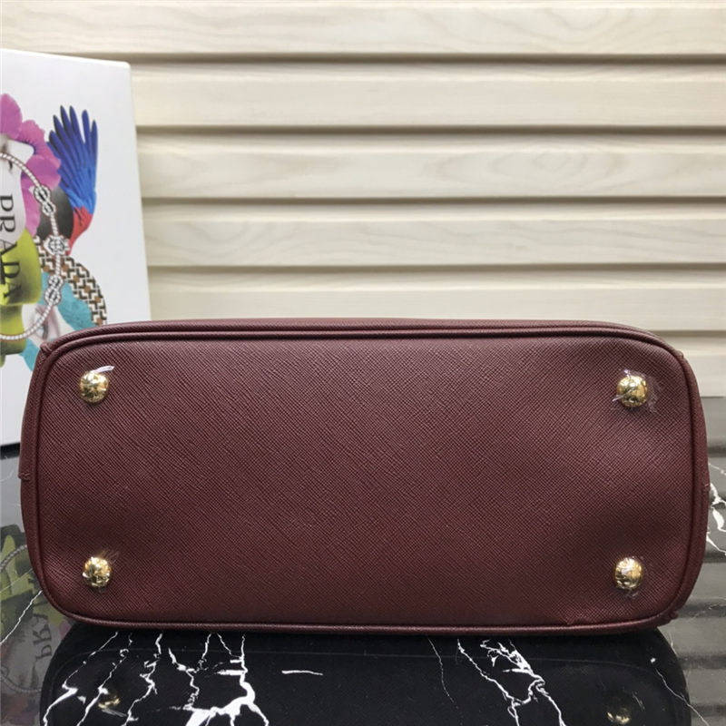 Prada Medium Galleria Bag In Saffiano Leather Burgundy High